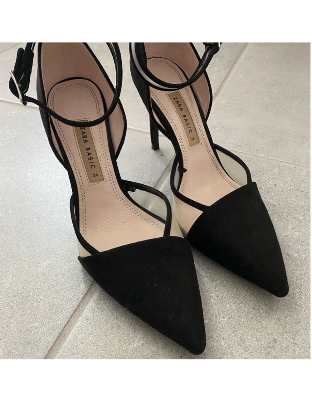 Zara Womens Collection Pointed Toe Unique Strap Size 37